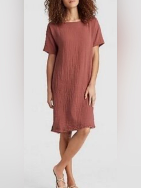 Eileen Fisher Dresses & Skirts - Eileen Fisher Rust Short Sleeve Dress organic cotton